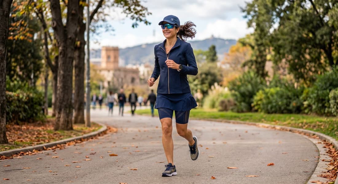 Mujer trotando en un parque